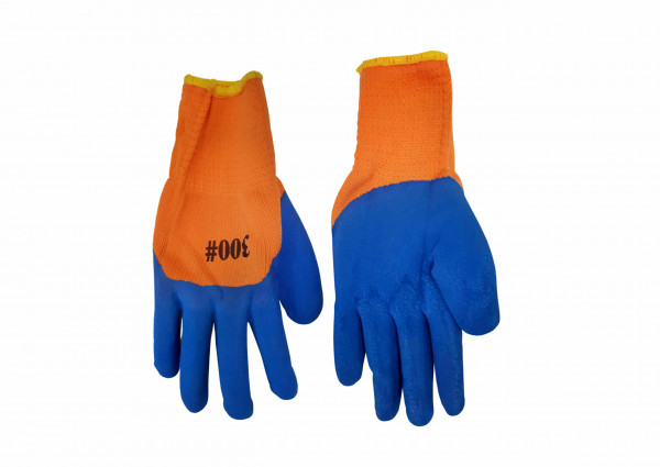 Перчатки сине-оранжевые теплые №25          (10/300пар)